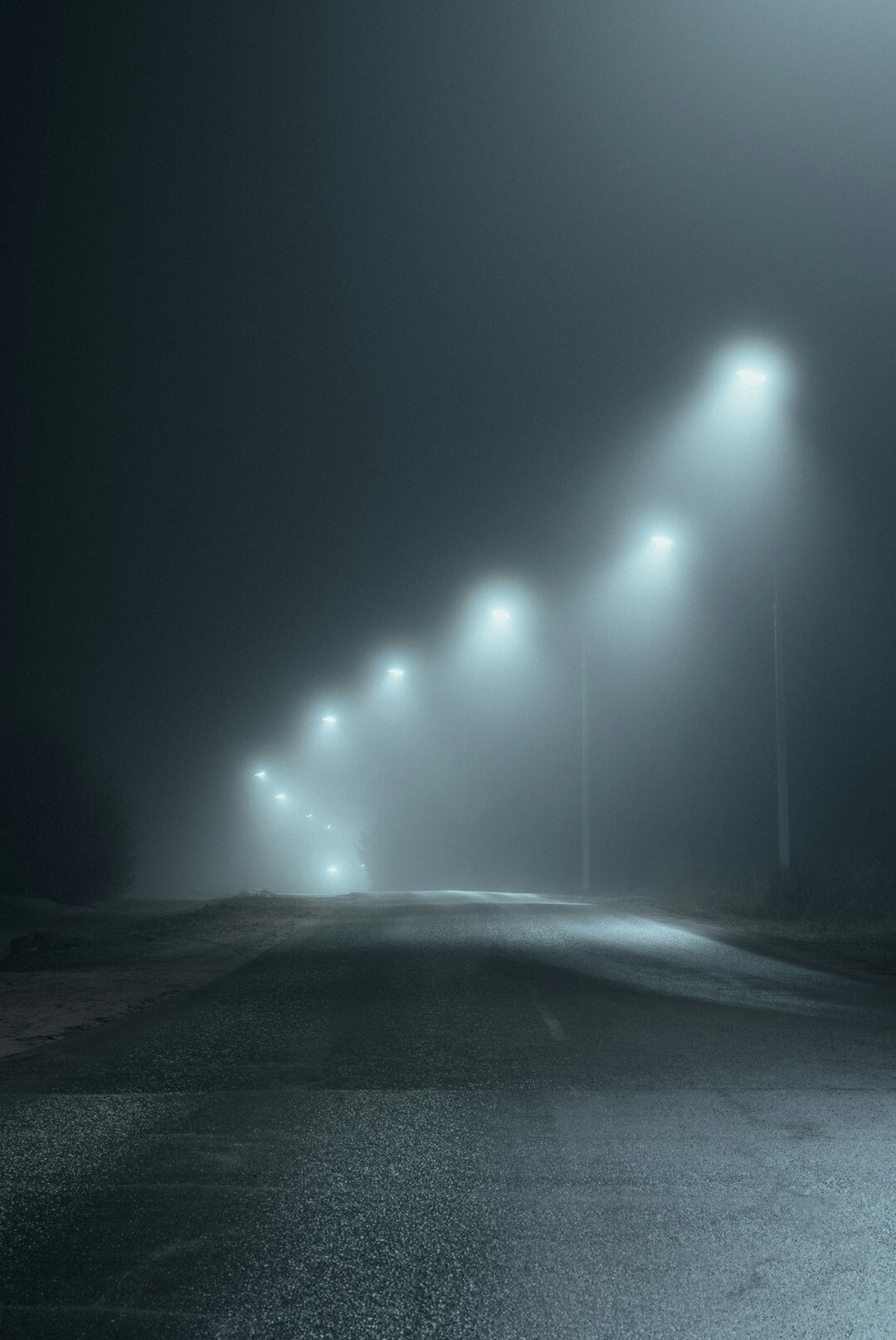 foggy street at night